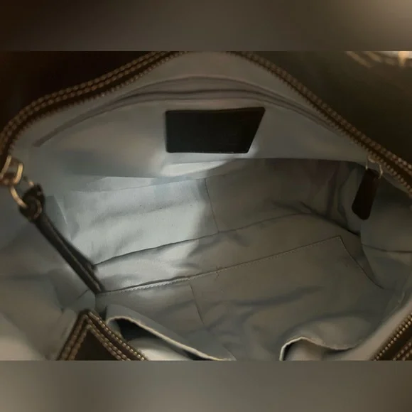 Coach Black Leather Pleated East West Shoulder Tote